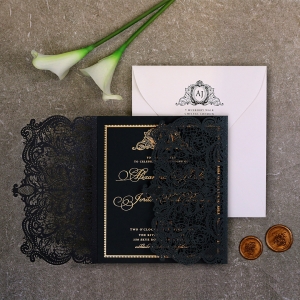Luxe Royal Lace with Foil Invitation Design