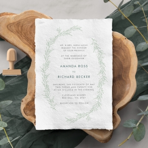Minimalist Wreath Wedding Invitation Card