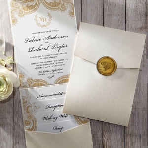 Prosperous Golden Pocket Wedding Invitation