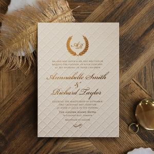 Quilted Letterpress Elegance Invitation