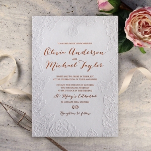Rose Romance Letterpress Invitation Card