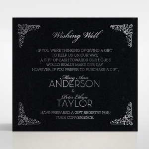 Black on Black Victorian Luxe with foil gift registry invitation card design