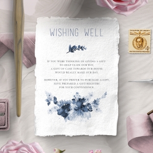 Blue Wonderland wedding wishing well invitation