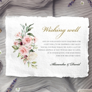 Geometric Bloom wedding wishing well enclosure card