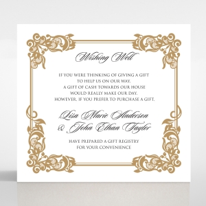 Golden Divine Damask wedding stationery wishing well invite card design