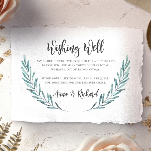 Modern Garland wishing well enclosure card design